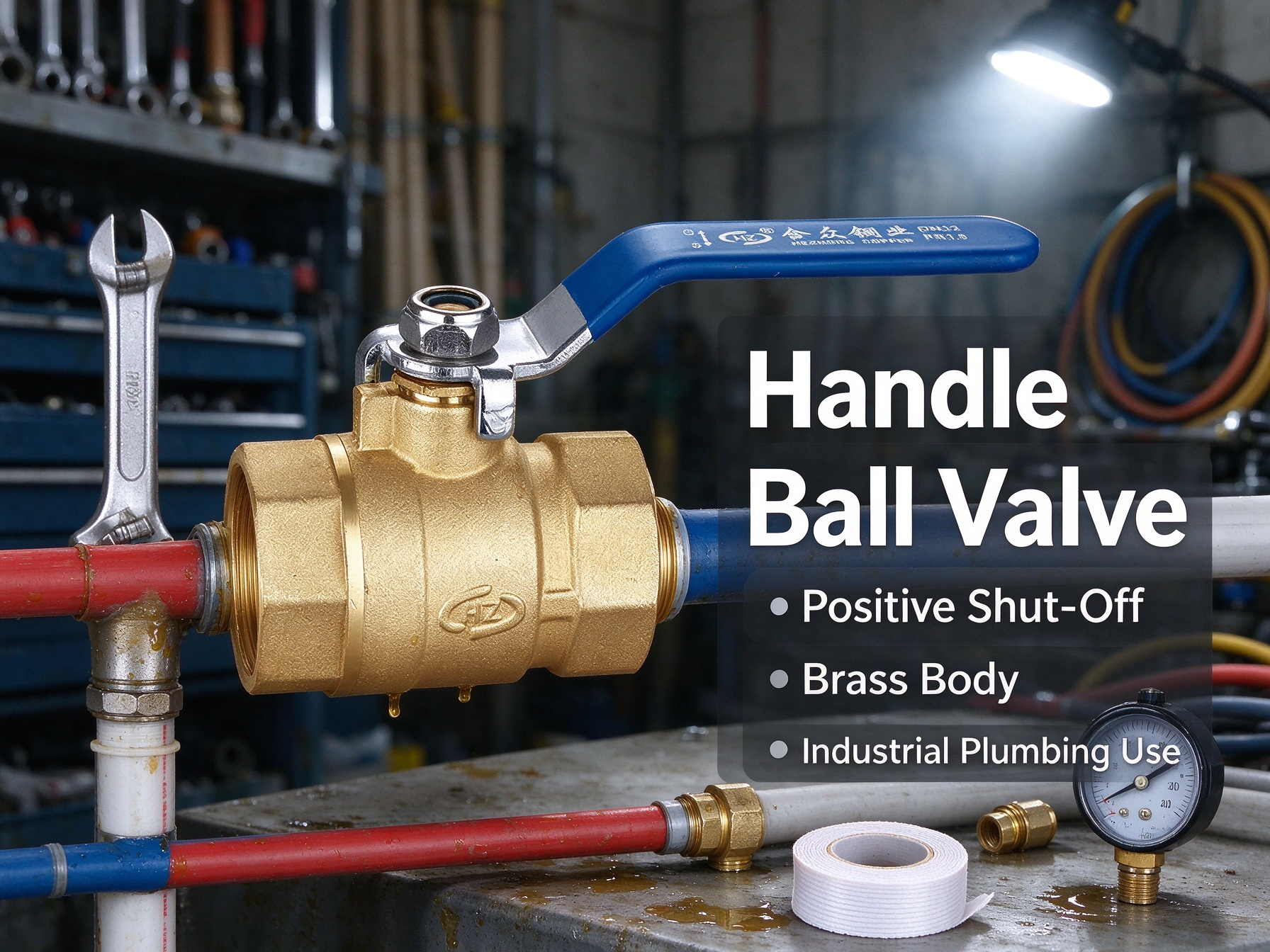 Durable brass handle ball valve for industrial plumbing, HVAC and water system control with quick shut-off.