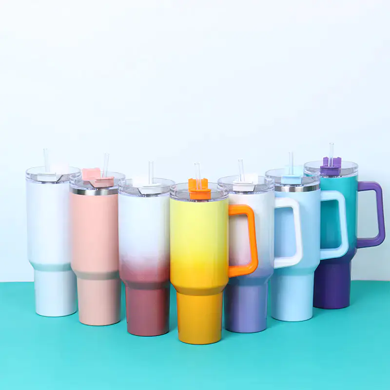 Stainless Steel Tumbler Bottle with Handle and Straw