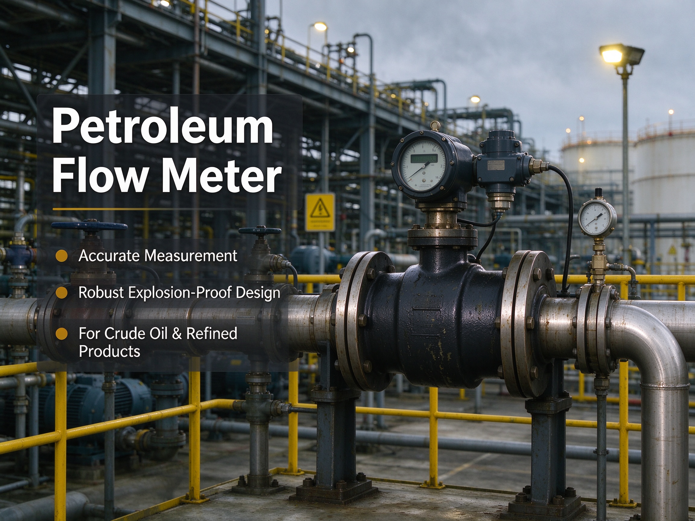 Accurate petroleum flow meter for crude oil and refined products.