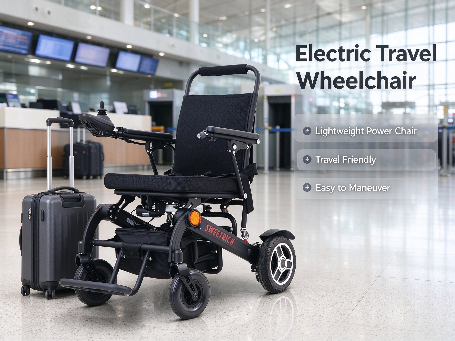 Electric Travel Wheelchair for Airport and Outdoor Use
