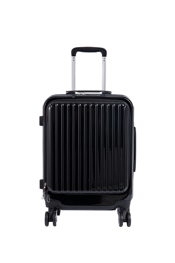 Sleek Black Front Opening Hard Shell Luggage Carry-On